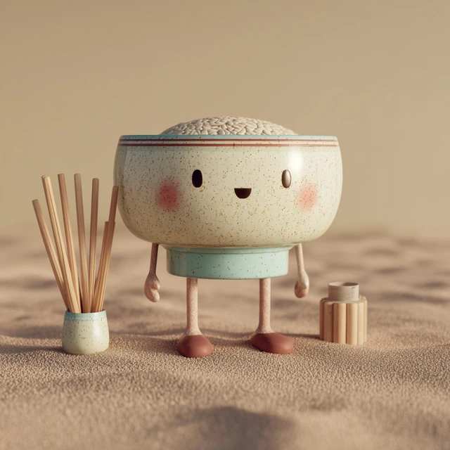 Vintage Bowl Character on the Beach Illustration