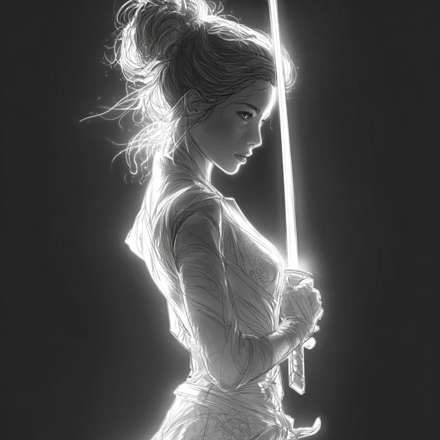 Elegant Samurai Woman with Sword Fantasy Art