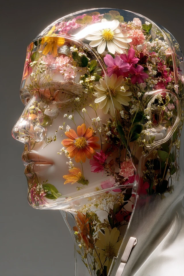 Floral Resin Face Artistic Portrait