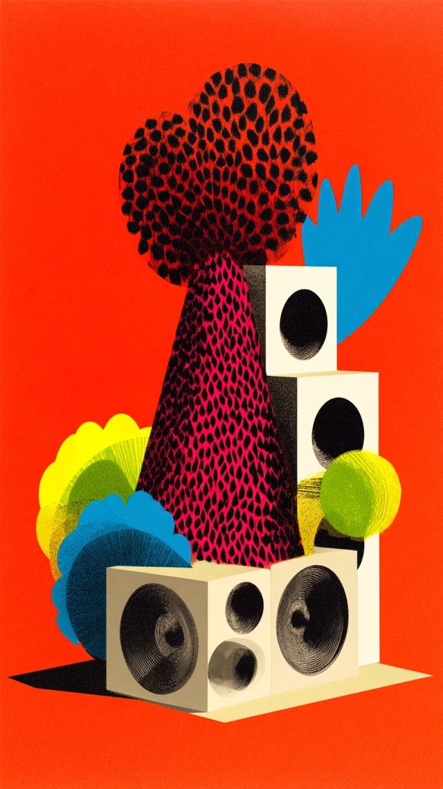 Abstract Volcanic Landscape Electronic Music Poster
