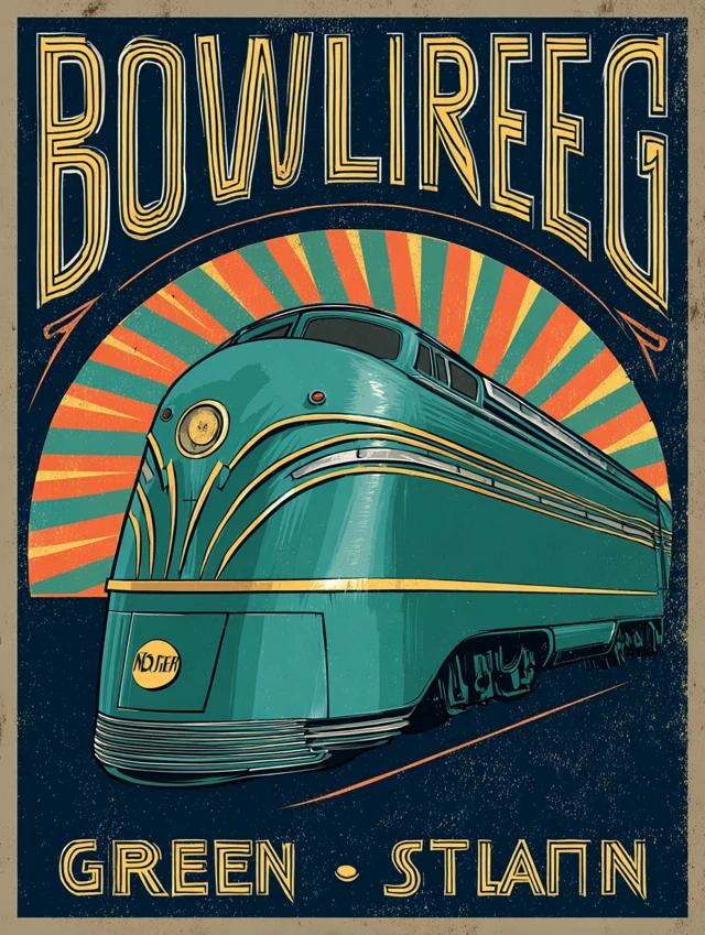 Vintage Art Deco Bowling Green KY Train Poster
