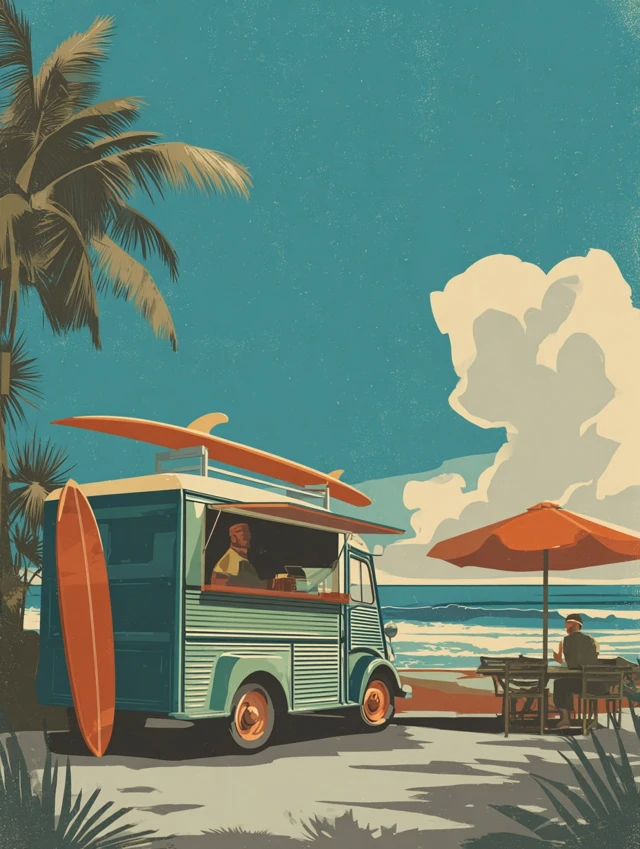 Vintage Beach Food Truck Poster Perdido Key Florida