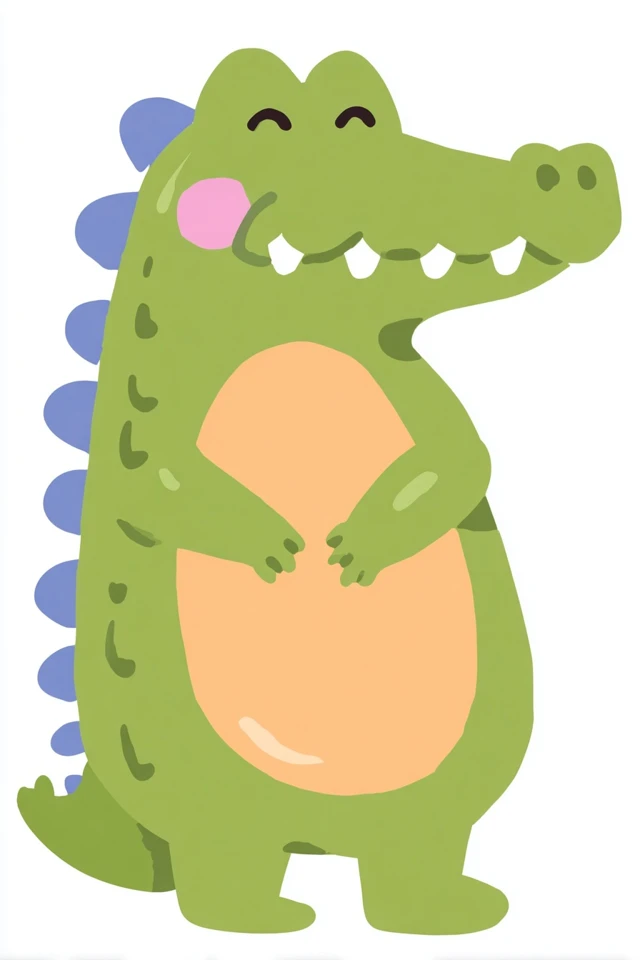 Cute Green Crocodile Vector Illustration