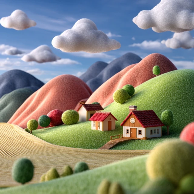 C4D Farm Scene Childrens Book Illustration