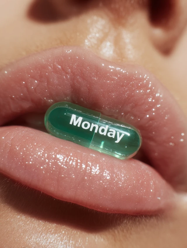 Lip Gloss and Green Pill Product Photography