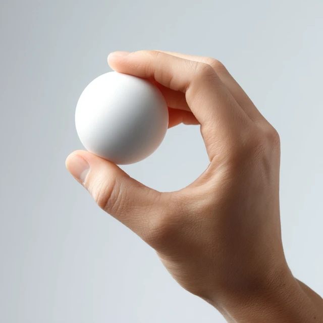 Hand Holding White Ball Realistic Photography