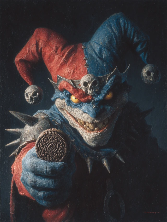 Evil Oreo Demon Illustration Dark Heavy Metal Aesthetic