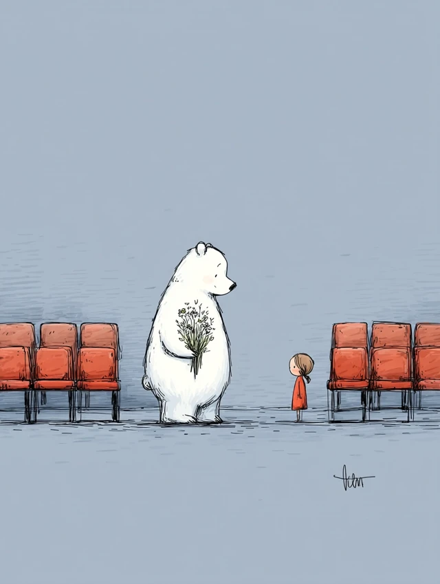 Bear and Girl Illustration: Touching Scene