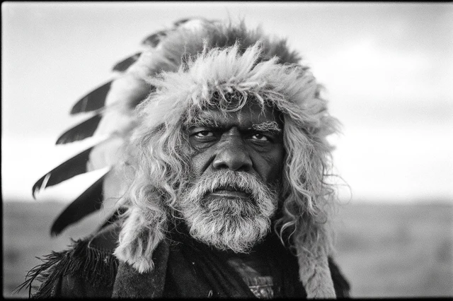 Apache Warrior Black and White Portrait Documentary Photo