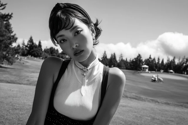 Japanese Actress on a Golf Course Beautiful Photography
