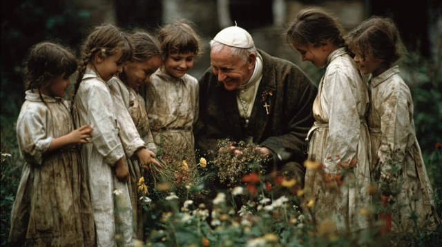 Pope John Paul II with Children Joyful Moment