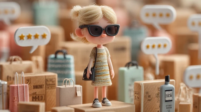 Miniature World with Female Star and Dialogue Bubbles