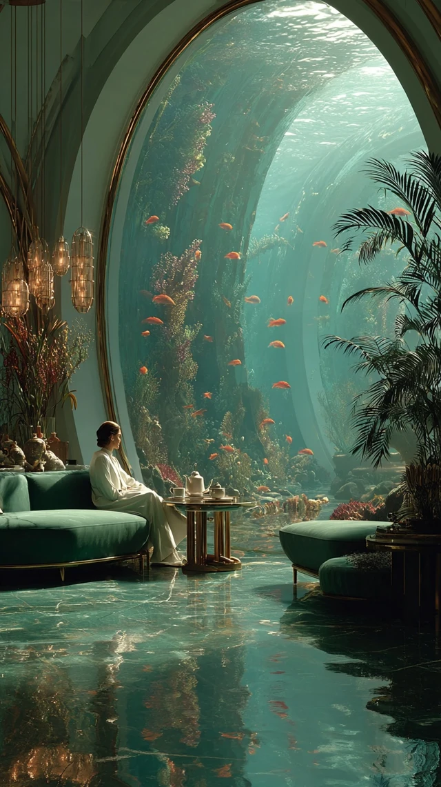 Underwater Bedroom Serenity Illustration