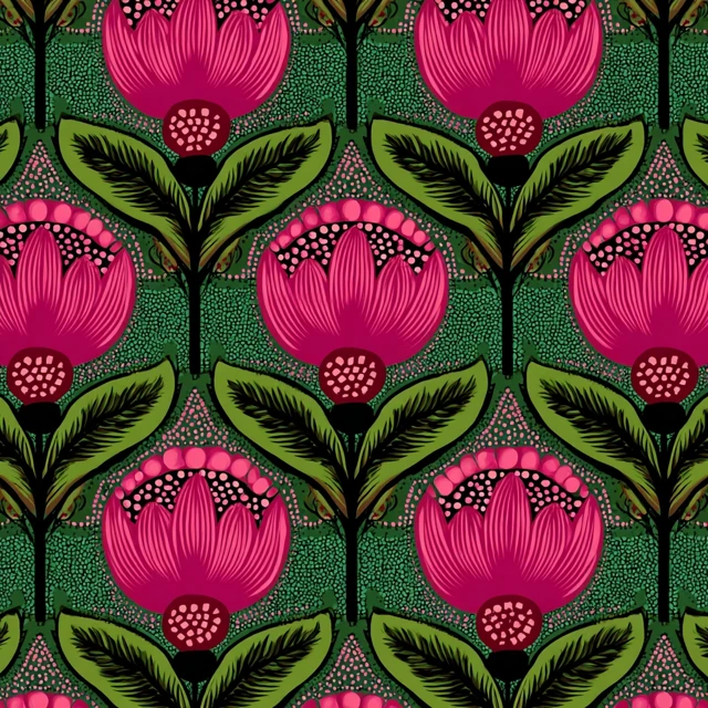 Ankara Pattern Pink and Green Floral Design