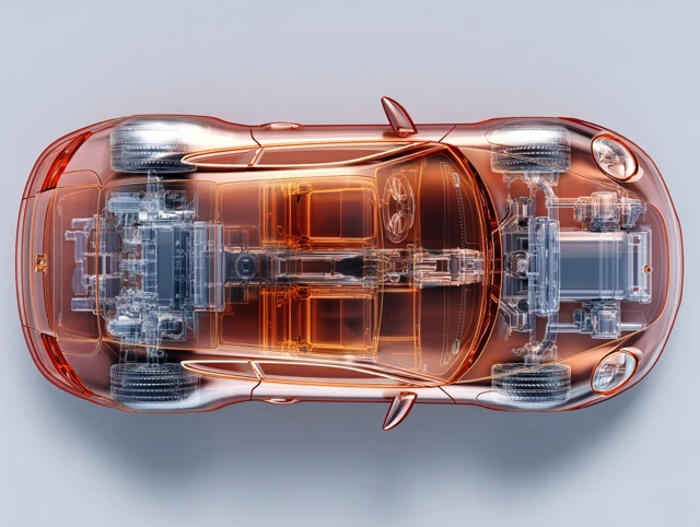 3D Exploded Car Image Showing Parts Top View