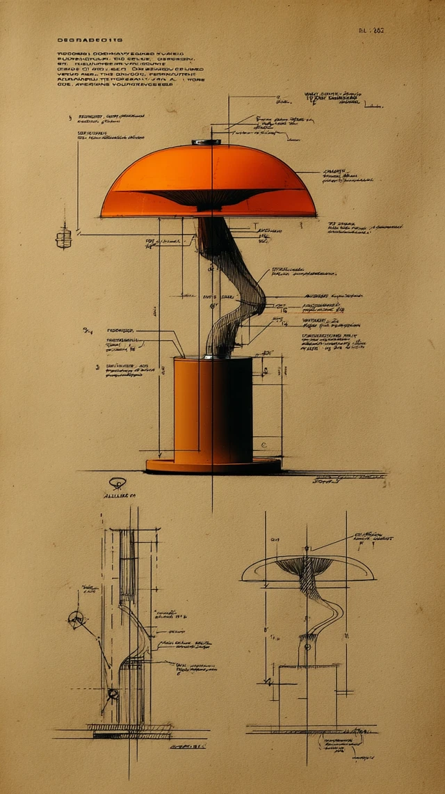 Retro Lamp Design Sketch Leonardo da Vinci Style