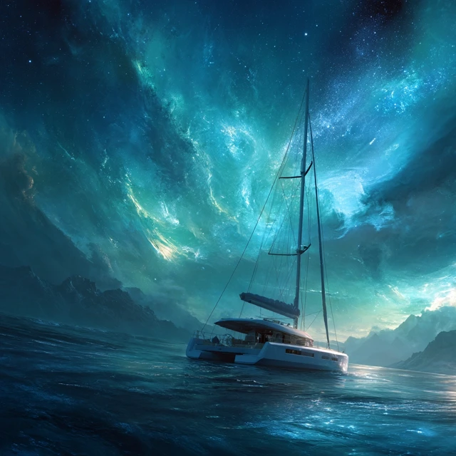 Fantasy Yacht Sailing Through Space