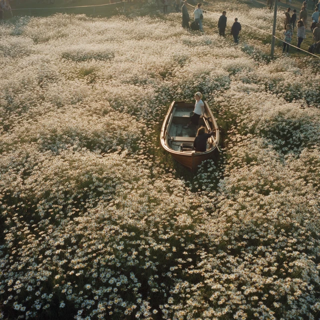 Boat in a Daisy Field Poetic Realistic Photography