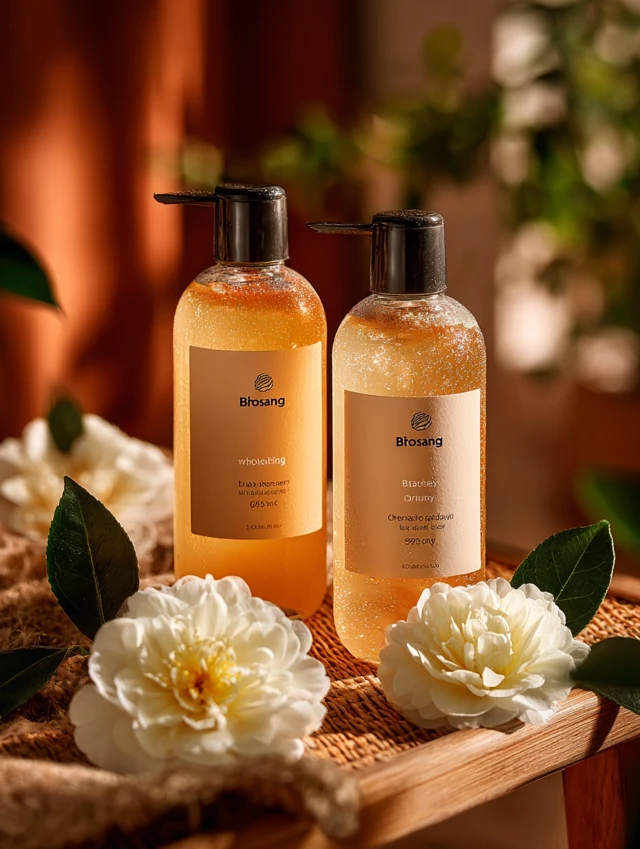 Bhotsang Body Wash Beige Bottles with Flowers Cozy Aesthetic