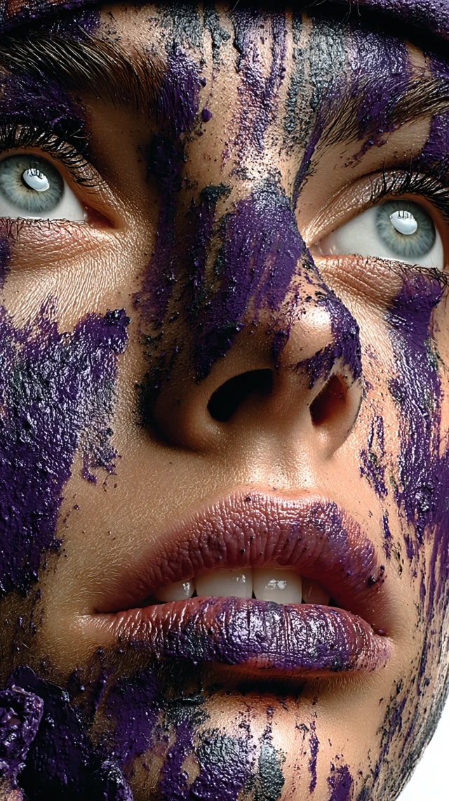 Beautiful Model with Purple Makeup Beauty Salon