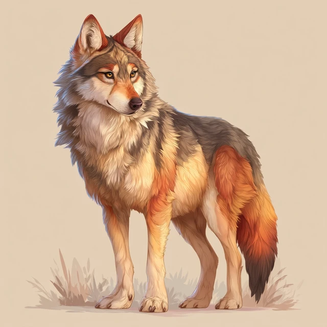 Red Wolf Illustration Artistic Coloring Book Style