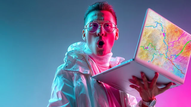 Shocked Japanese Entrepreneur with Laptop