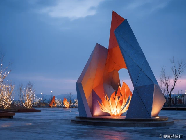 Outdoor Installation Art Modern Geometric Fiery