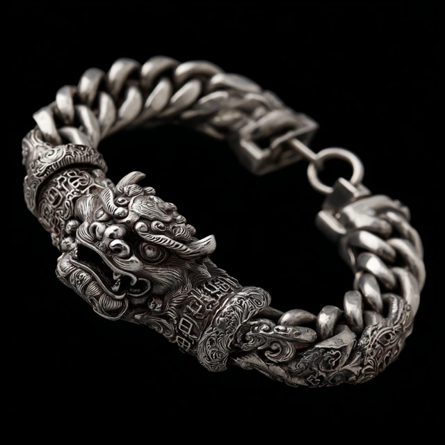 Mens S999 Silver Bracelet Traditional Chinese Pi Xiu Design