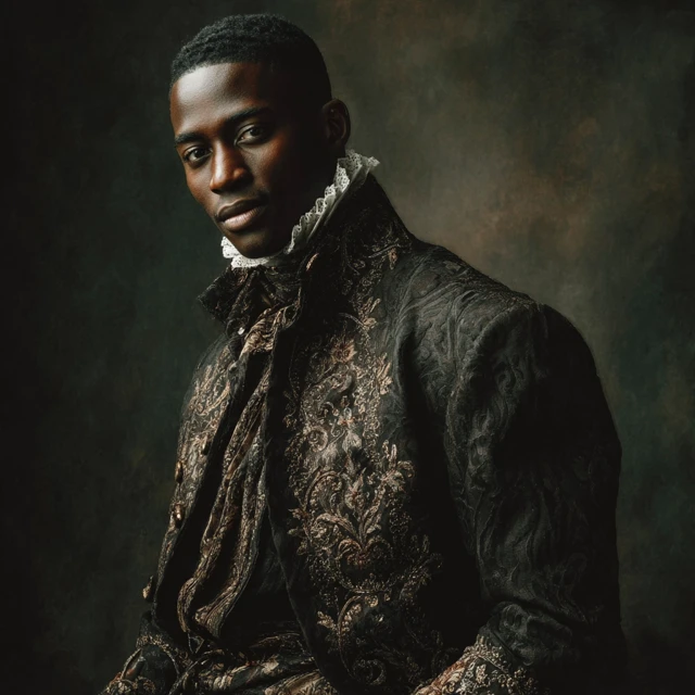 Aristocratic Portrait Black Nobleman Photorealistic