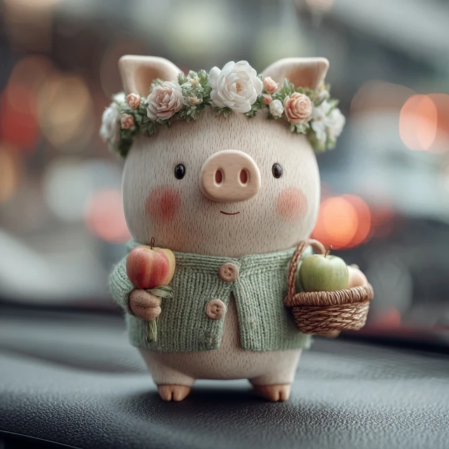 Cute Pig Car Aromatherapy Decoration 3D Design