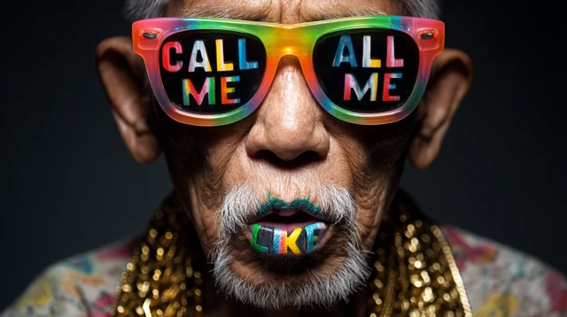 Stylish Elderly Korean Man Sunglasses Graffiti Art