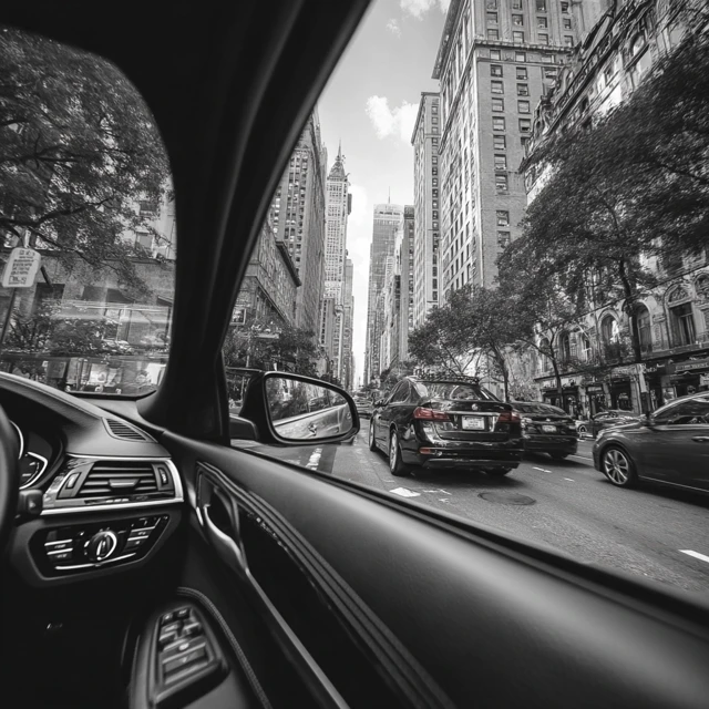 Cityscape from a Car: Modern View