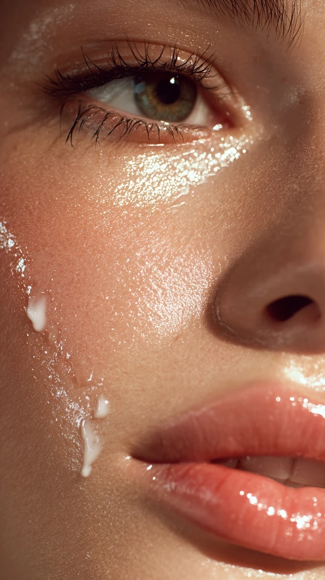 Beauty CloseUp Stunning Woman Soft Skin Glossy Lips