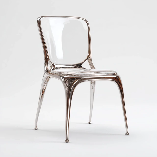 3D Silver Chair on White Background Modern Design