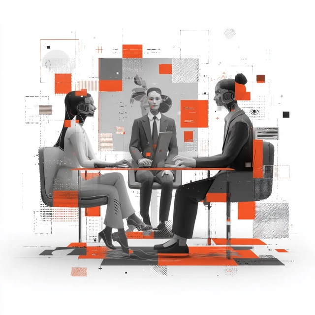 Futuristic AI Business Meeting Digital Painting
