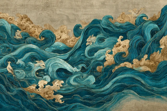 Waves of Water Japanese Art Style