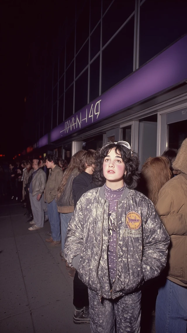 Nightclub Scene Young Woman with Bomber Jacket