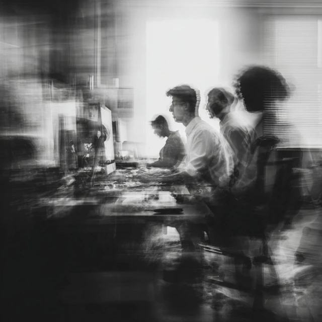 Abstract Black and White Sales Team Photo