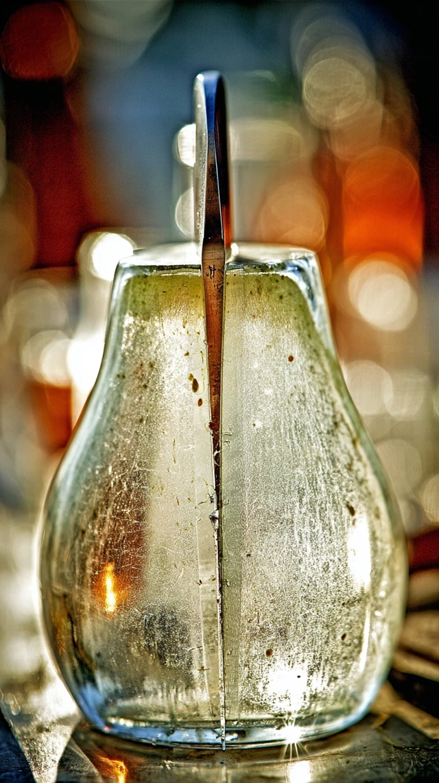 Glass Pear Sliced Dramatic High Resolution Image