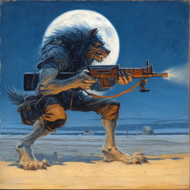 Werewolf with Vulcan Rifle Angus McBride Style