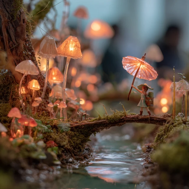 Miniature Mushroom Village: Fantasy Landscape