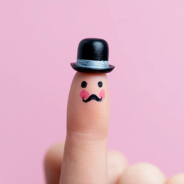 Finger with Bowler Hat and Silly Face