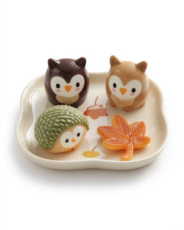 Ceramic Owl Plate Autumn Decor for Kitchen or Office