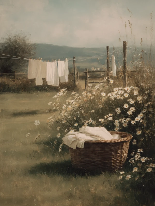Vintage Countryside Oil Painting Summer Day