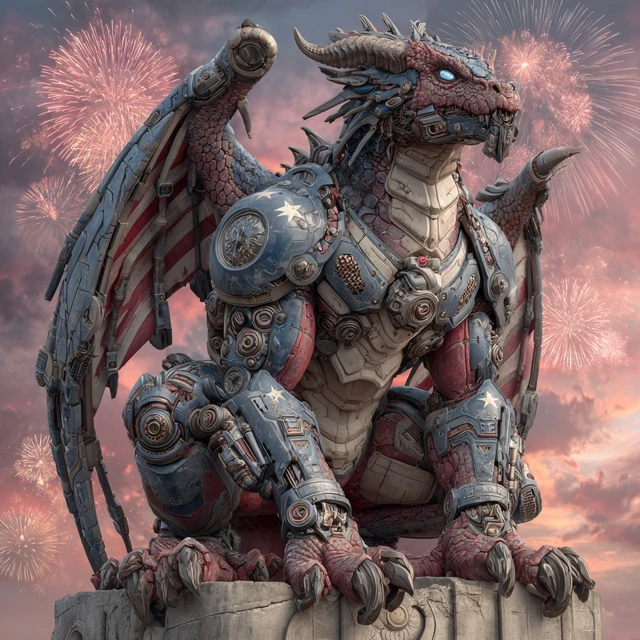 Patriotic Cyborg Dragon Epic Fantasy