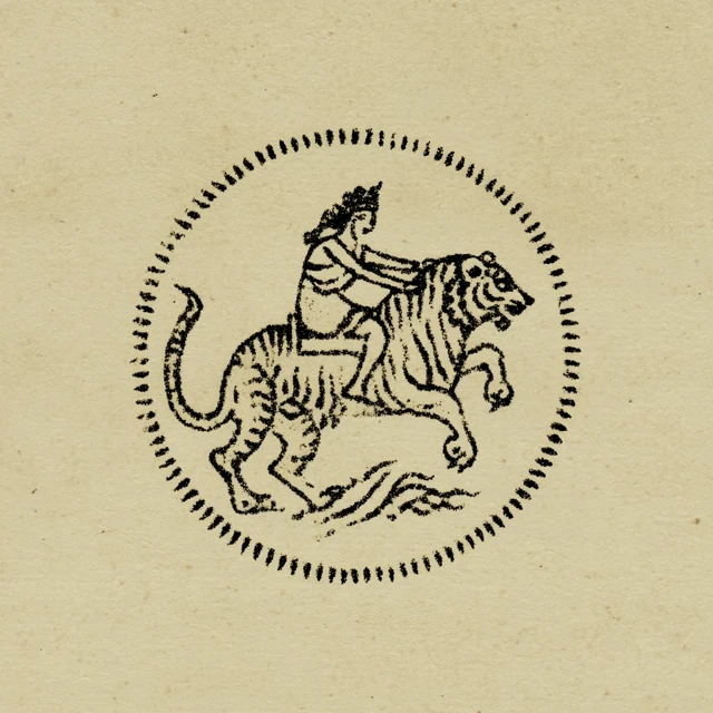 Tiger Rider Logo Hand Drawn Folkloric Art