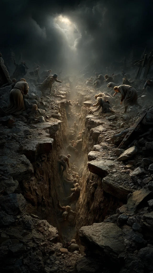 Apocalyptic Earth Split People Falling