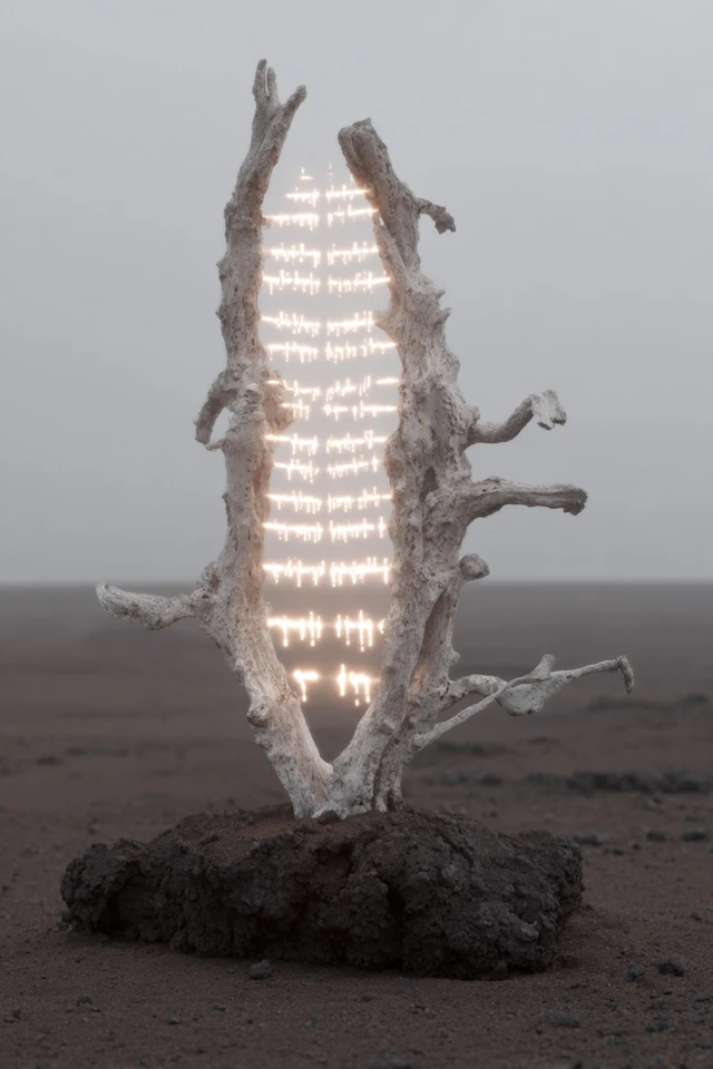 Charred Forest Glyphs Ancient Symbolism Artwork