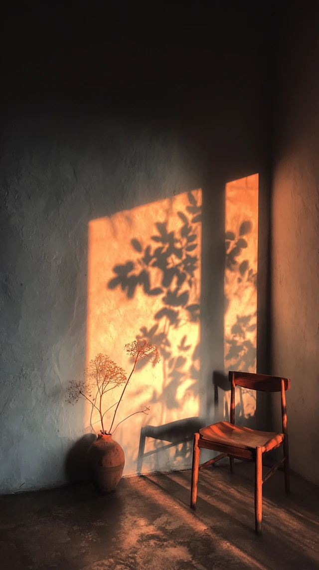 Calm Interior Aesthetic Plant Shadow and Chair