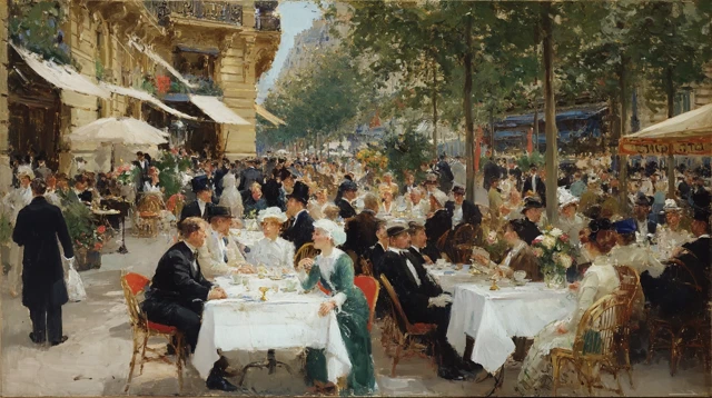 1900s Parisian Bistro Oil Painting by Sargent